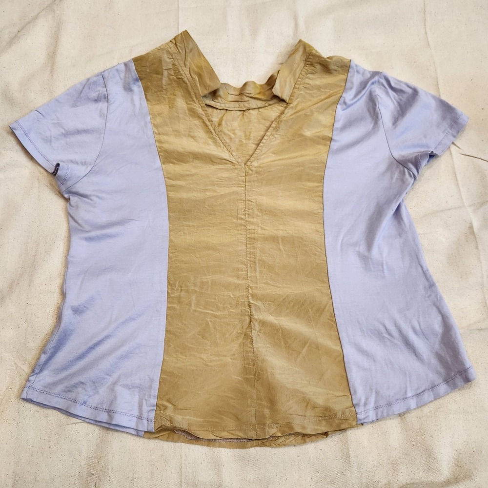 Rare Vintage Italian Artisan Dulce Vidoza Roma Colorblock Top XL Shirt Silk